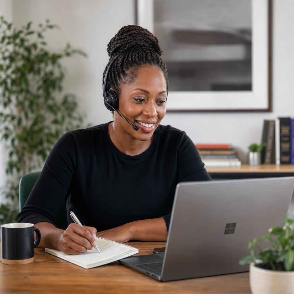 Clutch Currency LLC team member on a support call with a business owner